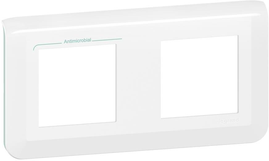 Лицева рамка антибактериална 2х2 мод. цвят бял Mosaic NEW Legrand