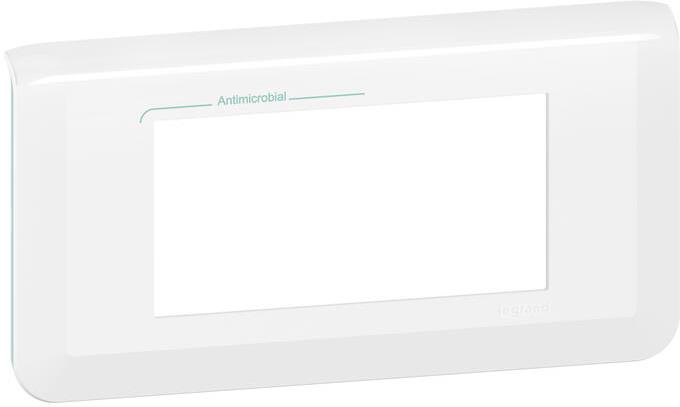 Лицева рамка антибактериална 4 мод. цвят бял Mosaic NEW Legrand