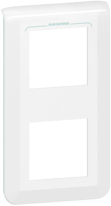 Лицева рамка антибактериална 2х2 мод. вертикална цвят бял Mosaic NEW Legrand