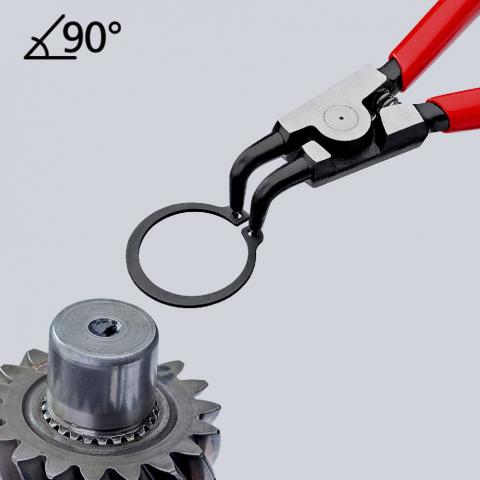 Зегер клещи под ъгъл 90°, Ø19-60мм, червена ръкохватка 170мм, с отваряща пружина, Knipex