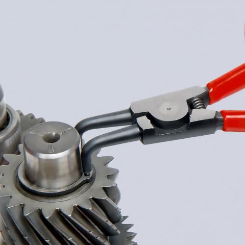 Зегер клещи под ъгъл 90°, Ø19-60мм, червена ръкохватка 170мм, с отваряща пружина, Knipex