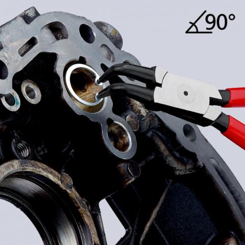 Зегер клещи под ъгъл 90°, Ø19-60мм, червена ръкохватка 170мм, Knipex