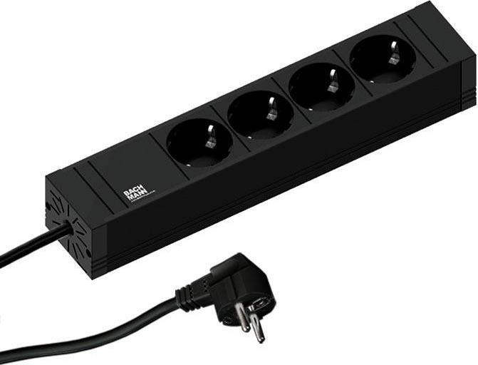 Разклонител ЧЕРЕН 4x2P+E с кабел 2 метра / 3x1.5мм2 CONNECT LINE, Bachmann