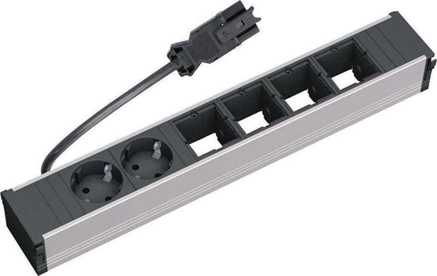 Модул за CONI 6M с 2х Шуко и 4х празни модула, цвят Черен, Bachmann