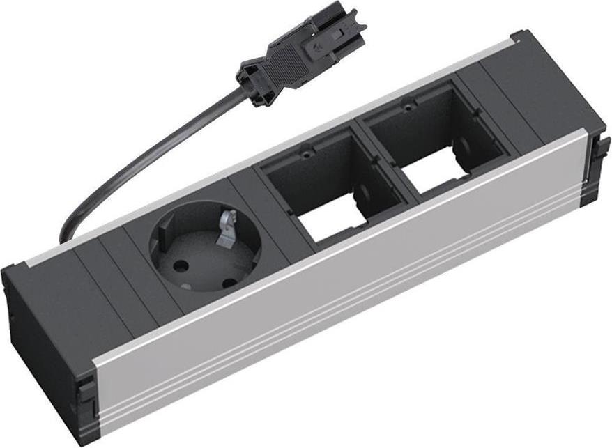 Модул за CONI 3M с 1х Шуко и 2х празни модула, цвят Черен, Bachmann