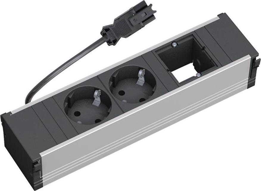 Модул за CONI 3M с 2х Шуко и 1х празен модул, цвят Черен, Bachmann