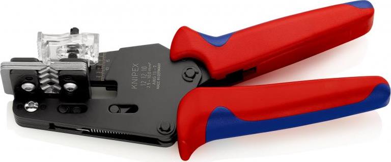 Клещи заголващи прецизни, жило Ø2.5-10мм, синьо-червена ръкохватка 195мм, с отваряща пружина, Knipex