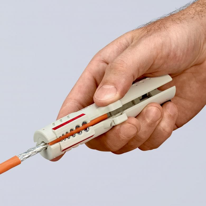 Инструмент за заголване на LAN кабели, сива ръкохватка 125мм, с фиксатор, Knipex