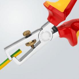 Клещи заголващи универсални, хромирани, жило Ø5-10мм, VDE 1000V жълто-червена ръкохватка 160мм, с отваряща пружина, Knipex