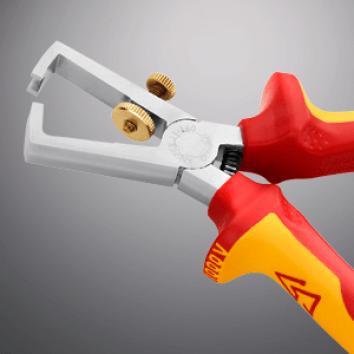 Клещи заголващи универсални, хромирани, жило Ø5-10мм, VDE 1000V жълто-червена ръкохватка 160мм, с отваряща пружина, Knipex