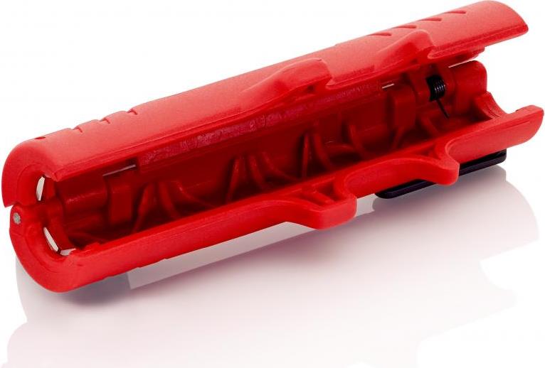 Инструмент за заголване на кабели, за изолация Ø8-13мм, червена ръкохватка 125мм, с фиксатор, Knipex