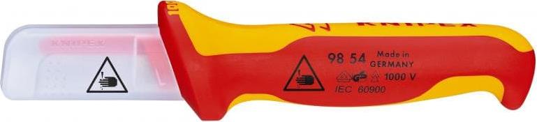 Кабелен нож с предпазител, VDE 1000V жълто-червена ръкохватка 190мм, Knipex