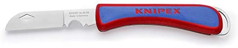 Сгъваем нож за електротехници, синьо-червена ръкохватка 120мм, Knipex