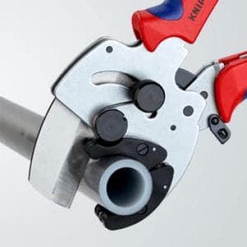 Ножици за рязане на тръби, поцинковани, Ø26-40мм, синьо-червена ръкохватка 210мм, с фиксатор, Knipex