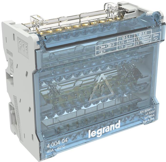 Разпределителен клемен блок 40A 4P 6 модула Legrand