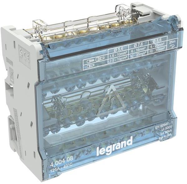 Разпределителен клемен блок 125A 4P 6 модула Legrand