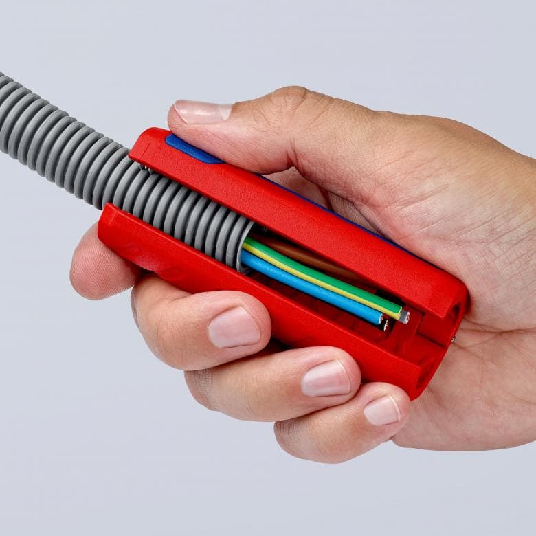 Инструмент за рязане на гофрирана тръба TwistCut, Ø13-32мм, синьо-червена ръкохватка 100мм, Knipex