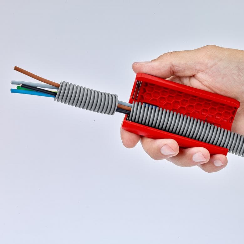 Инструмент за рязане на гофрирана тръба TwistCut, Ø13-32мм, синьо-червена ръкохватка 100мм, Knipex