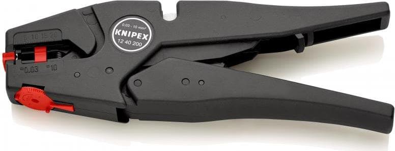 Клещи заголващи саморегулиращи, черно-фосфатирани, жило Ø0.03-10мм, ръкохватка 200мм, с отваряща пружина, Knipex