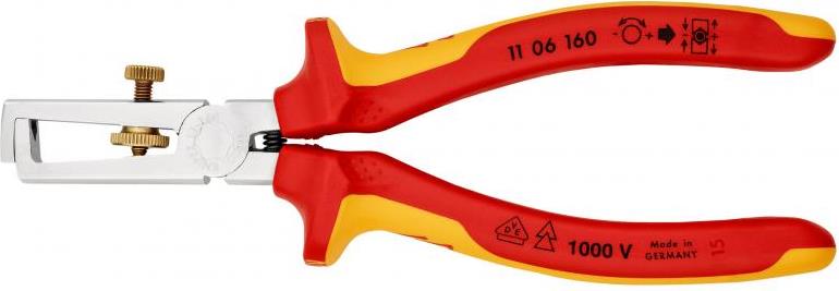 Клещи заголващи универсални, хромирани, жило Ø5-10мм, VDE 1000V жълто-червена ръкохватка 160мм, с отваряща пружина, Knipex