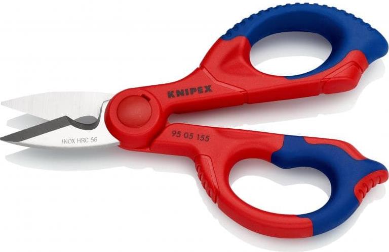 Ножици за рязане на кабел усилени, хромирани, синьо-червена ръкохватка 155мм, Knipex