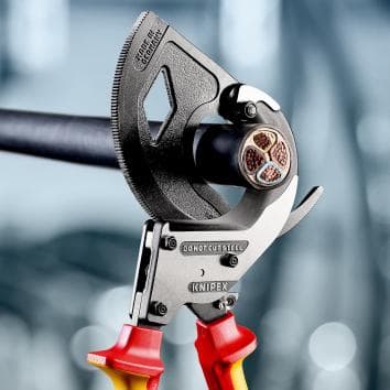 Ножици за рязане на кабел до 600мм2, VDE 1000V жълто-червена ръкохватка 320мм, с фиксатор, Knipex