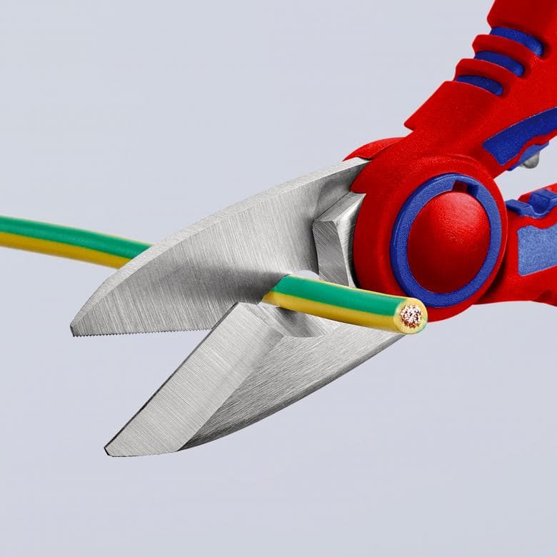 Ножици за рязане на кабел и кримпване, хромирани, синьо-червена ръкохватка 160мм, Knipex