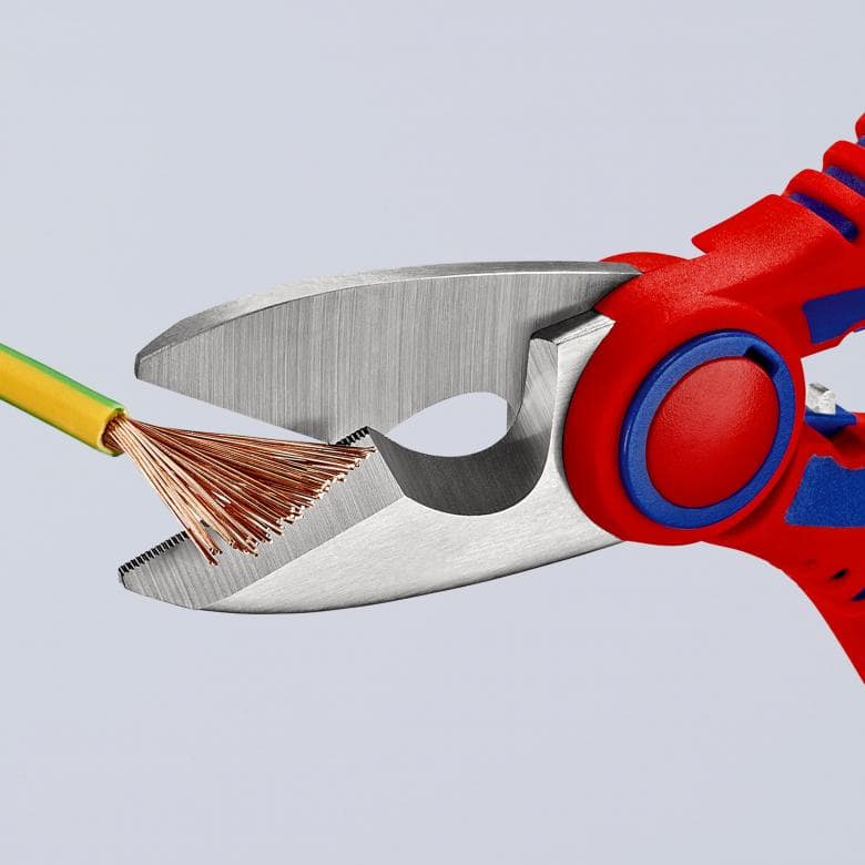 Ножици за рязане на кабел и кримпване, хромирани, синьо-червена ръкохватка 160мм, Knipex