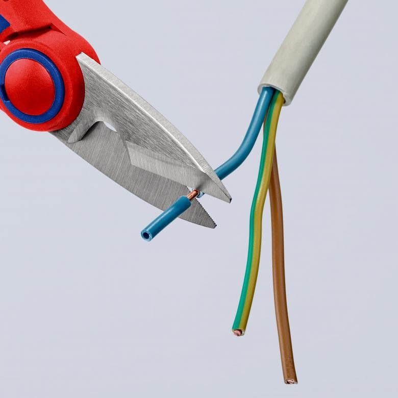 Ножици за рязане на кабел и кримпване, хромирани, синьо-червена ръкохватка 160мм, Knipex