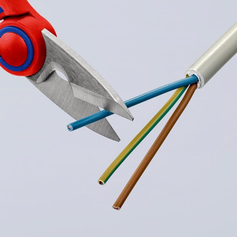 Ножици за рязане на кабел и кримпване, хромирани, синьо-червена ръкохватка 160мм, Knipex