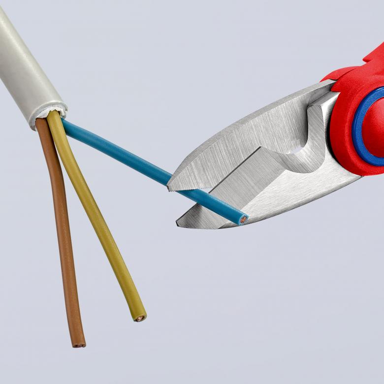 Ножици за рязане на кабел и кримпване, хромирани, синьо-червена ръкохватка 160мм, Knipex