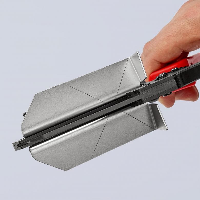 Ножици за перфорирани канали, синьо-червена ръкохватка 275мм, с отваряща пружина, Knipex