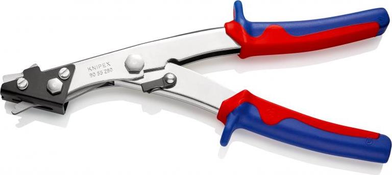 Ножици за ламарина, никелирани, синьо-червена ръкохватка 280мм, с фиксатор, Knipex