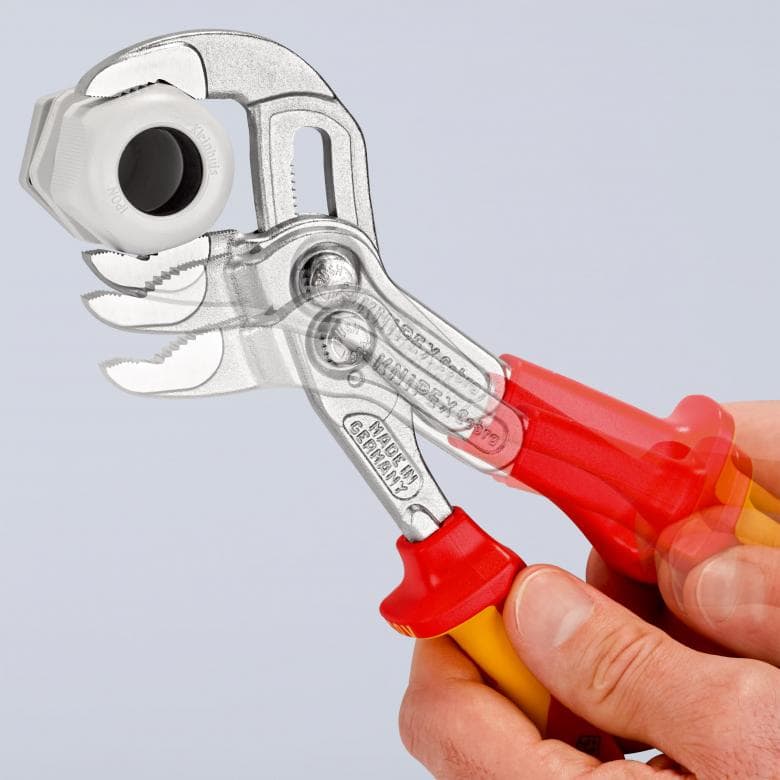 Клещи раздвижени Cobra, хромирани, VDE 1000V жълто-червена ръкохватка 250мм, Knipex