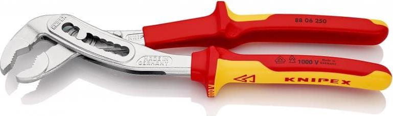 Клещи раздвижени Alligator, хромирани, VDE 1000V жълто-червена ръкохватка 250мм, Knipex