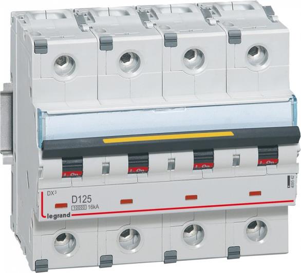 Автоматичен прекъсвач DX3 4P 125A крива D 10kA 6 мод. Legrand