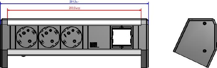 Модул DESK 1 с 3х Шуко и 1х празен модул, цвят Черен, Bachmann
