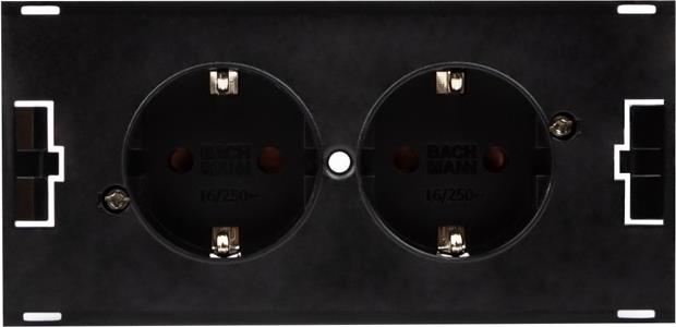 Модул за DUE с 2х Шуко, с кабел 2м, цвят Черен, Bachmann