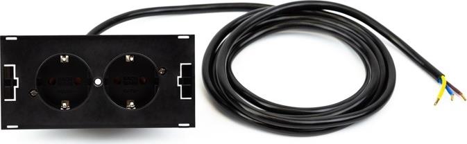 Модул за DUE с 2х Шуко, с кабел 2м, цвят Черен, Bachmann