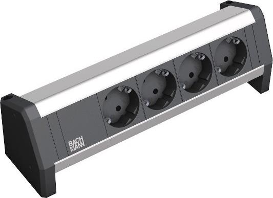 Модул DESK 1 с 4х Шуко, с кабел 3м, цвят Черен, Bachmann