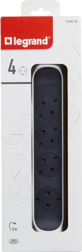 Разклонител БЯЛ 4x2P+E с кабел 3 метра / 3x1.5мм2 Premium NEW Legrand