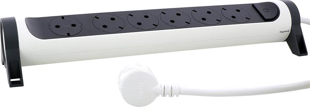 Разклонител БЯЛ 6x2P+E с кабел 3 метра / 3x1.5мм2 Premium NEW Legrand