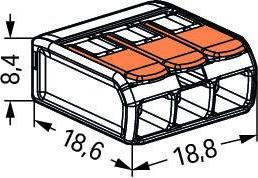 Бърза връзка отваряема 3х0,2-4мм2 (50бр.) за гъвкав/твърд проводник 32A 450V Wago