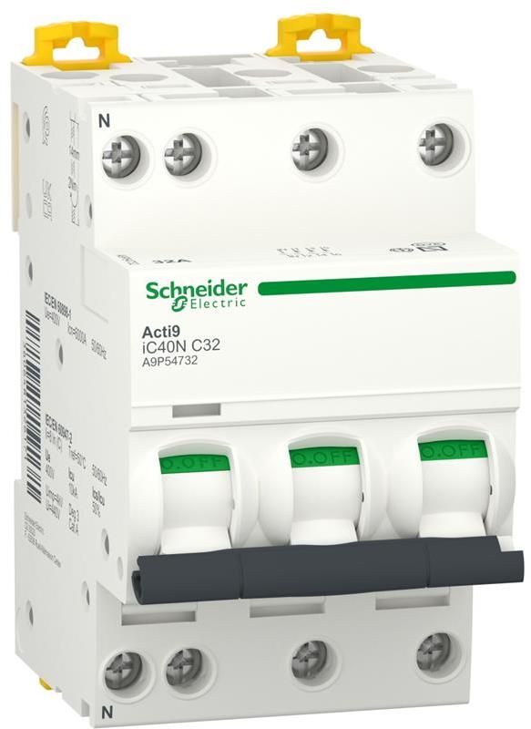 Автоматичен прекъсвач Acti 9 iC40N 3P+N 32A крива C 6kA SE
