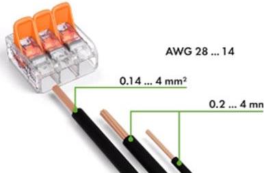 Бърза връзка отваряема 3х0,2-4мм2 (50бр.) за гъвкав/твърд проводник 32A 450V Wago