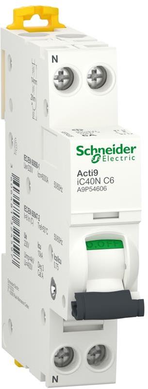 Автоматичен прекъсвач Acti 9 iC40N 1P+N 6A крива C 6kA SE