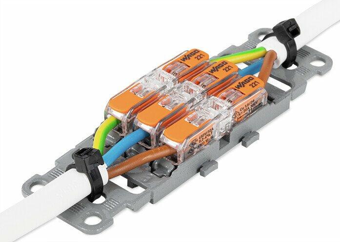 Държач за монтаж на 3 бр. клеми Inline - 4мм2 сив Wago 