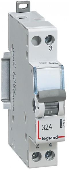 Превключвател 1-2 DIN монтаж 32А 1 полюс 230V 1 мод. Legrand