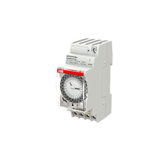DIN Таймер Дневен, AD1CO-R, 30 минути минимален интервал, с резерв 150 часа, 16A 2 модула ABB