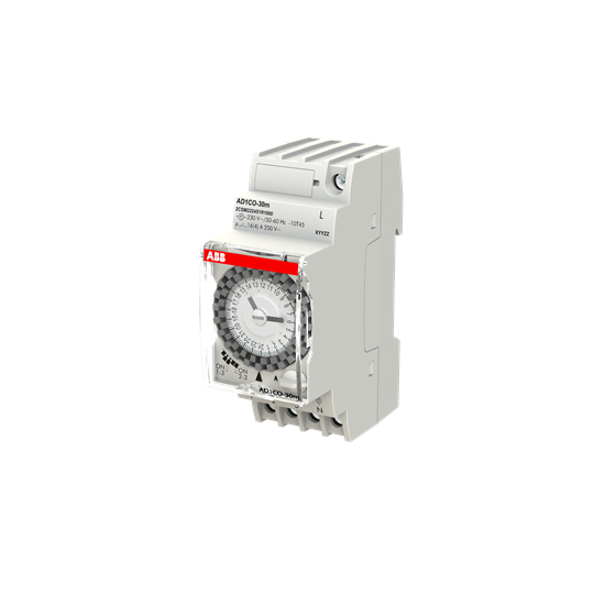 DIN Таймер Дневен, AD1CO, 30 минути минимален интервал, БЕЗ резерв, 16A 2 модула ABB